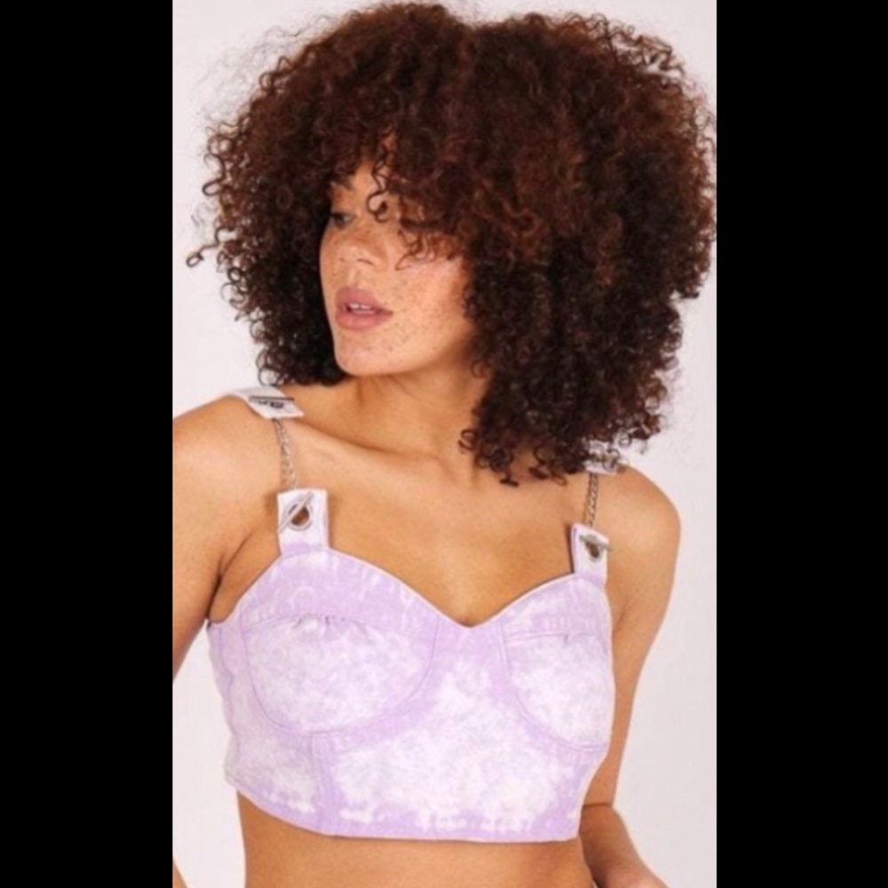 Liquor n Poker Lilac Acid Wash Crop Top size US 12